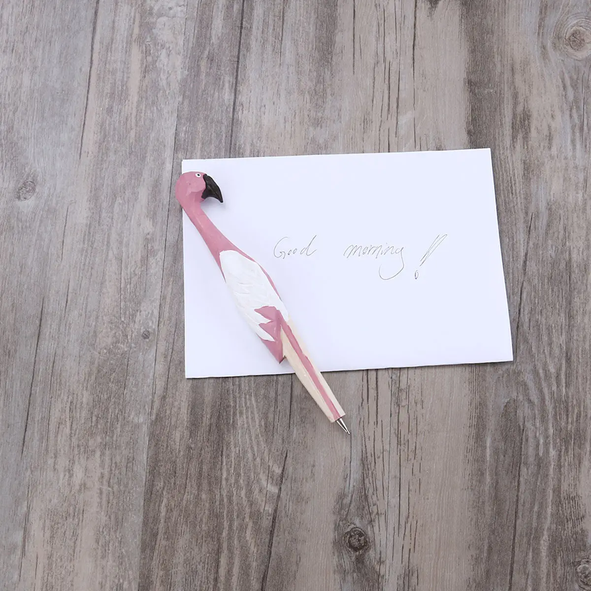 

Pink Wooden Flamingo Ballpoint Pen Delicate Attractive Stationery Perfect for Study Collection Family Office Use