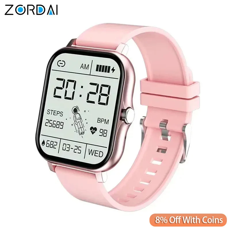 Zordai New Smart Watch For Men Women Full Touch Screen Wristwatch Wearable Smartwatch Bluetooth Call Sport Fitness Calorie Track