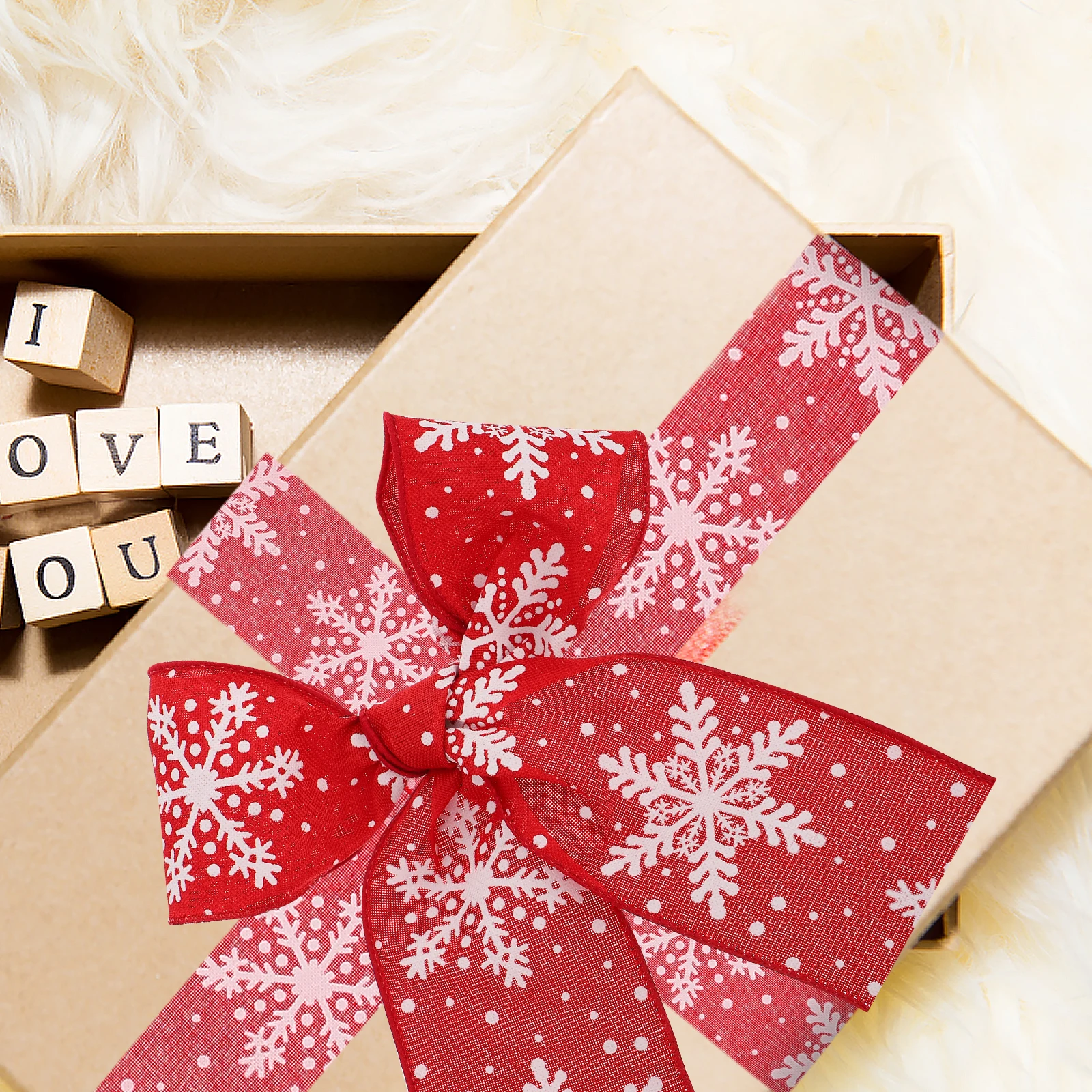 

Snowflake Ribbon Present Wrapping DIY Crafts Holiday Ribbons Wired Packaging for