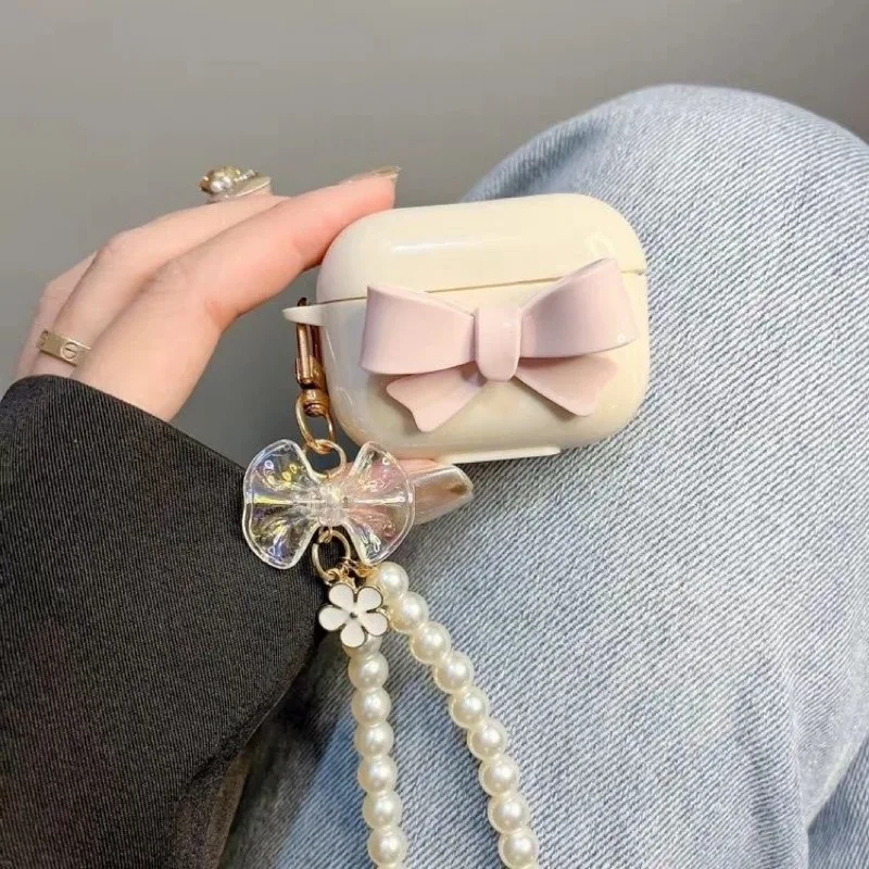 

Cute Pink Bow for Airpods 1 2 3 4 Wireless Bluetooth Earphone Protective Case for Airpods Pro3 Pro2 Pro Shell TPU Material