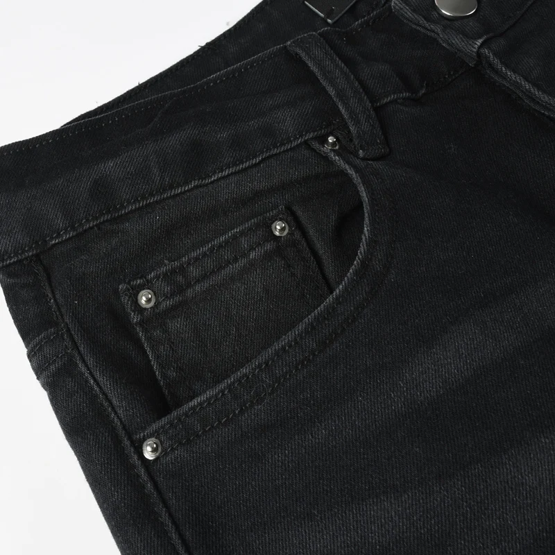 Street Fashion Designer Men Jeans Retro Black Gray Stretch Skinny Fit Patched Ripped Jeans Men Brand Hip Hop Denim Pants Hombre