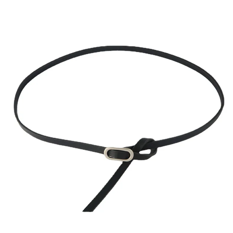 Non perforated waistband thin belt long shirt dress decorative waistband Ladies Slim Skirt Narrow Soft Leather Women Jeans Belt - view 5