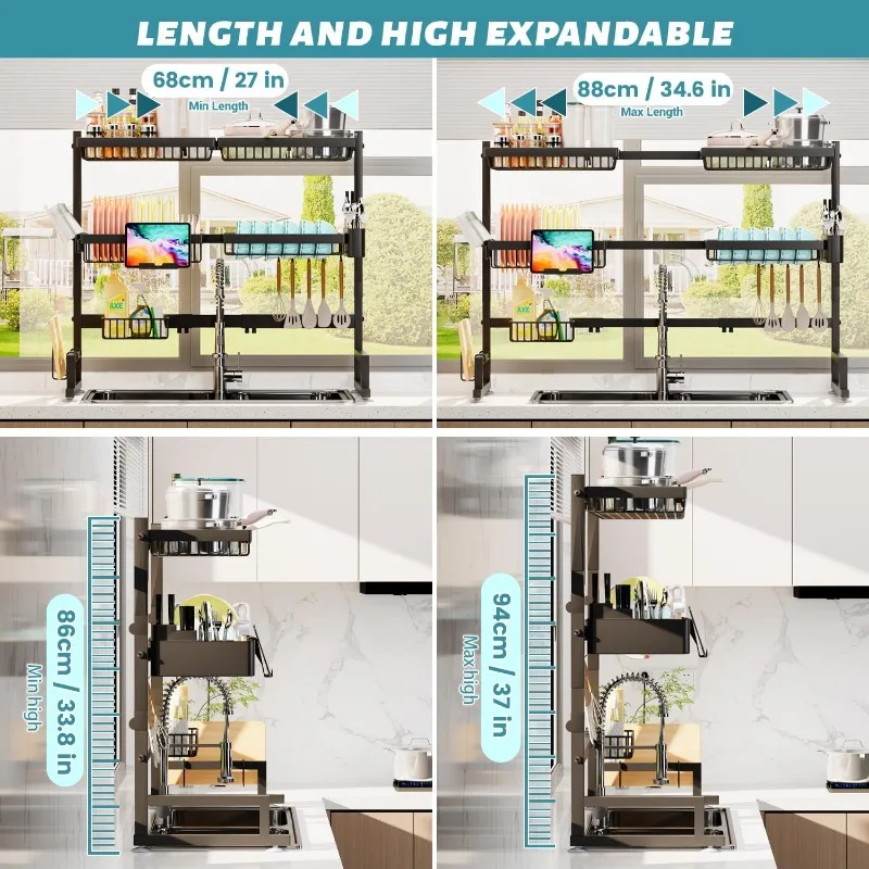 Retractable Design 2-level Disc Rack (27-36L X 12W X 32.5-37H (in))