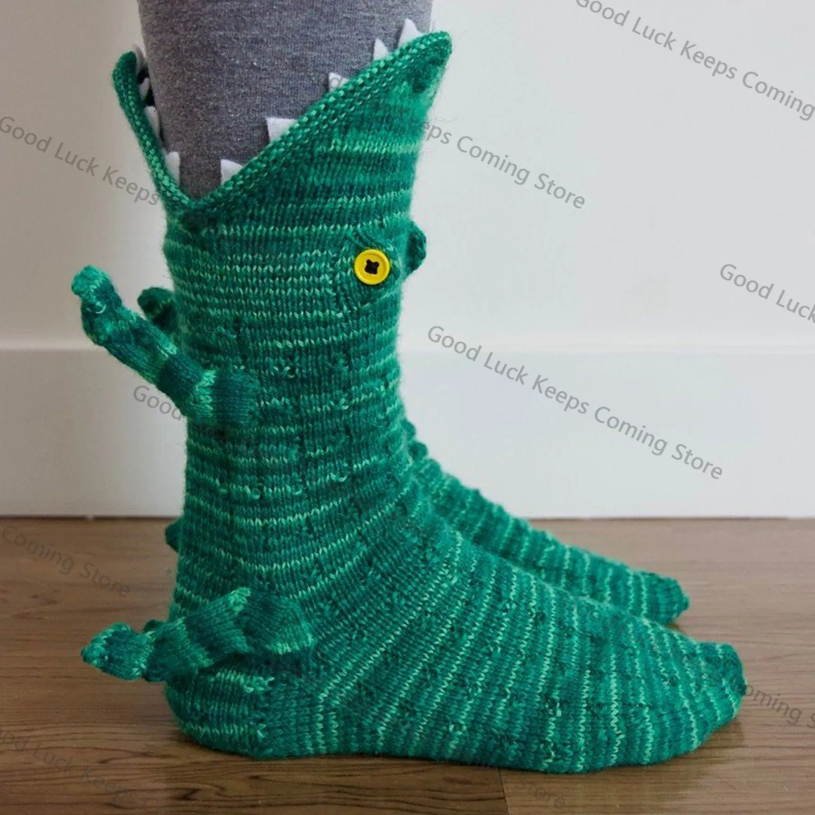 

2025 Sock Leisure Athletic Sports Crew Dress Christmas Knitted Crocodile Socks Creative mid-calf Animal Socks B8W29