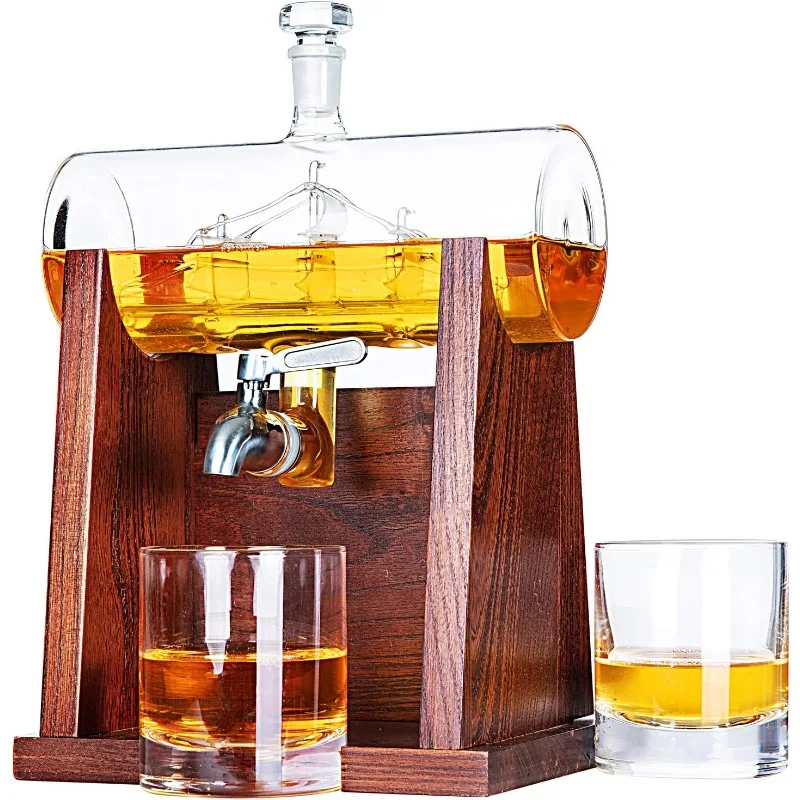 Whiskey Decanter Sets for Men, 1250ml Decanter Set with 2 Whiskey Glasses, Ideal Bourbon Gifts for Men