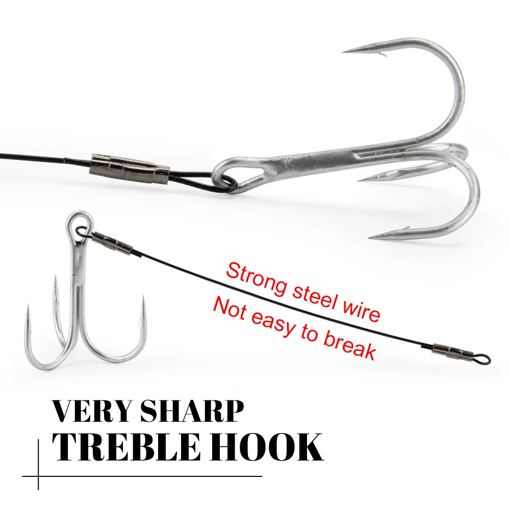 Spinpoler 3pcs Stinger Wire Trace Leader Corkscrew Sharp Triple Hook Pike Fishing Rig For Softbait Shad Lure Gear Accessories