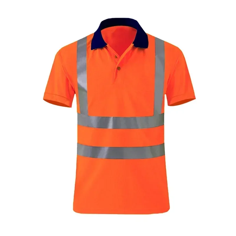 High Visibility Shirts for Work Short Sleeve Breathable Two Tone Workwear Polo Reflective Uniform T-shirt for Men Construction