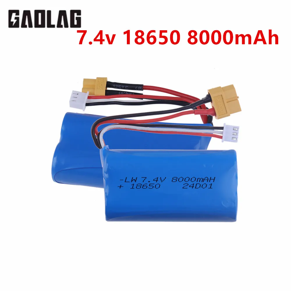 18650 8000mAh 2S Li-ion battery 7.4V XT60 for Henglong 3818 3819 3838 3878 3888 3898 3909 3918 3938 3939 1/16 RC tank toys parts