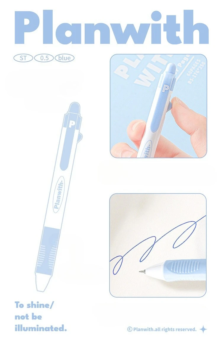 Planwith 3 Teile/satz Löschbaren Gel Stift Schreibwaren Student Schule Acsesories Stift 0,5mm Kristall Blau Tinte Seite Drücken Schreiben liefert – Detail 4