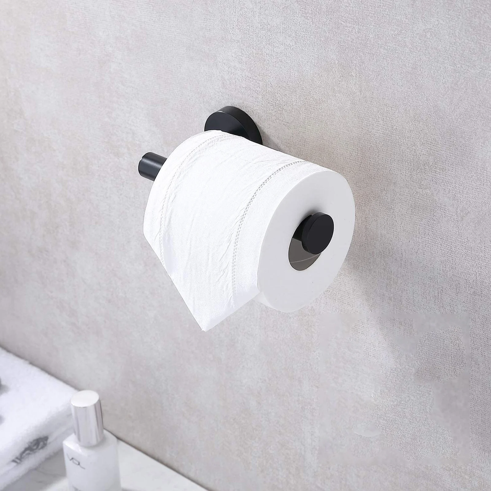 رف مناديل مثقوب حامل من الفولاذ المقاوم للصدأ الأسود لحامل مناديل دعم الورق المطبخ والحمام