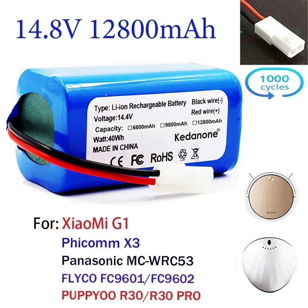 100% Original 14.8V 12800mAh Li-ion Battery For Xiaomi G1 MI Robot Vacuum-Mop Essential MJSTG1 Robot Vacuum Cleaner Accessories