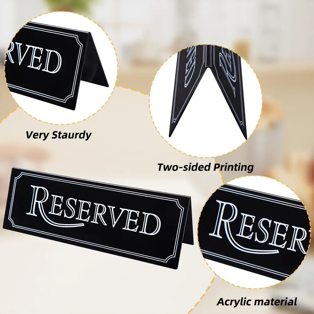 6 Pcs Acrylic Reserved Table Sign Table Tent Wedding Sign Guest Reservation Table Seat Sign Waterproof Reserve Signs for Party