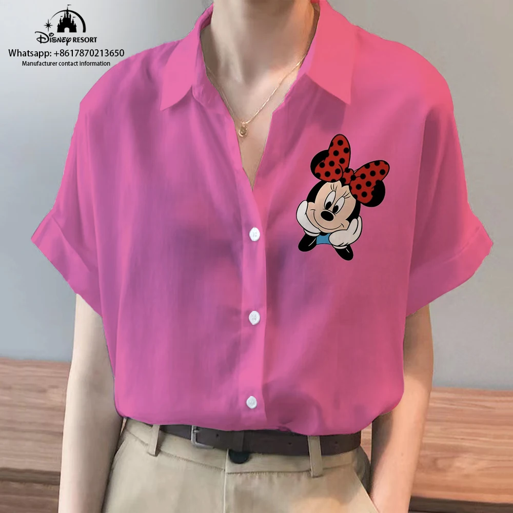 New Winnie the Pooh and Minnie Mouse Anime Summer Disney Brand Harajuku Short Sleeve Shirt Fashion Casual Ladies Kawaii Tops