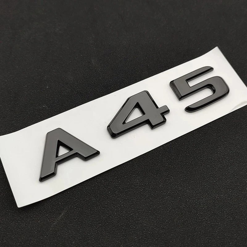 

Black ABS A45 Emblem Logo 3D Chrome Letters For Car Rear Trunk Badge Decals Sticker Mercedes A45 AMG W176 W177 Accessories