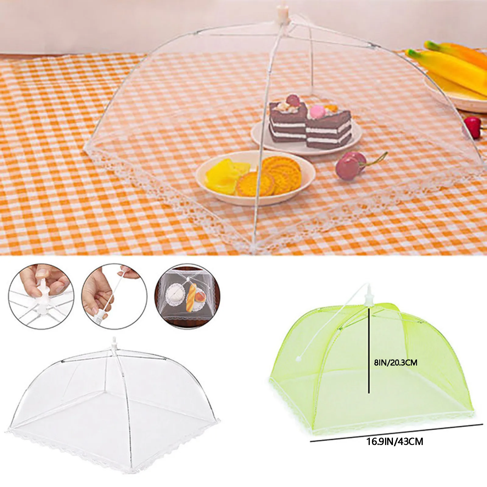 Foldable Mesh Food Cover Washable Anti Mosquito Pop Up Protector for Outdoor Camping Picnic Kitchen and BBQ Parties