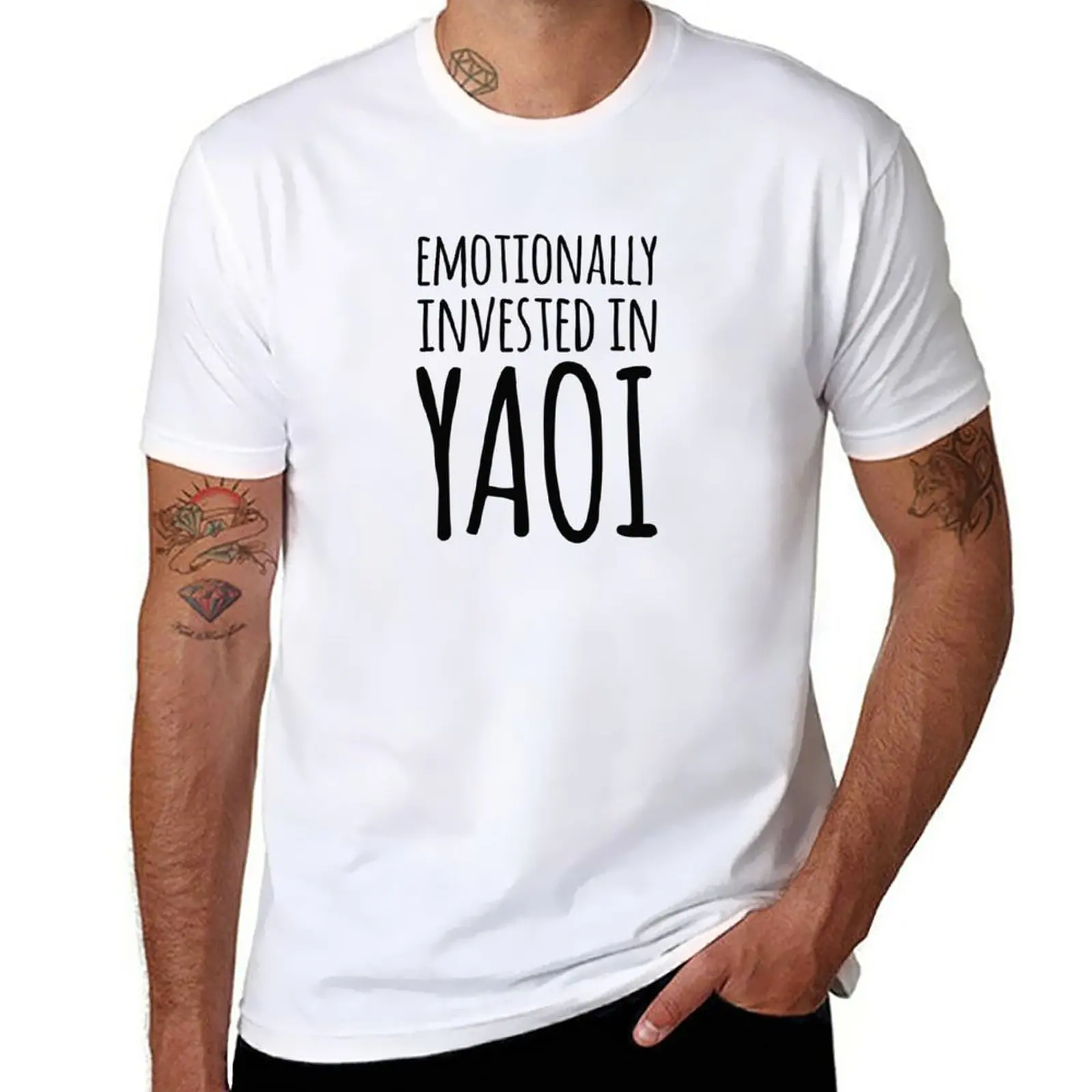 New Emotionally Invested in Yaoi T-Shirt anime clothes korean fashion Short t-shirt sweat shirts black t-shirts for men