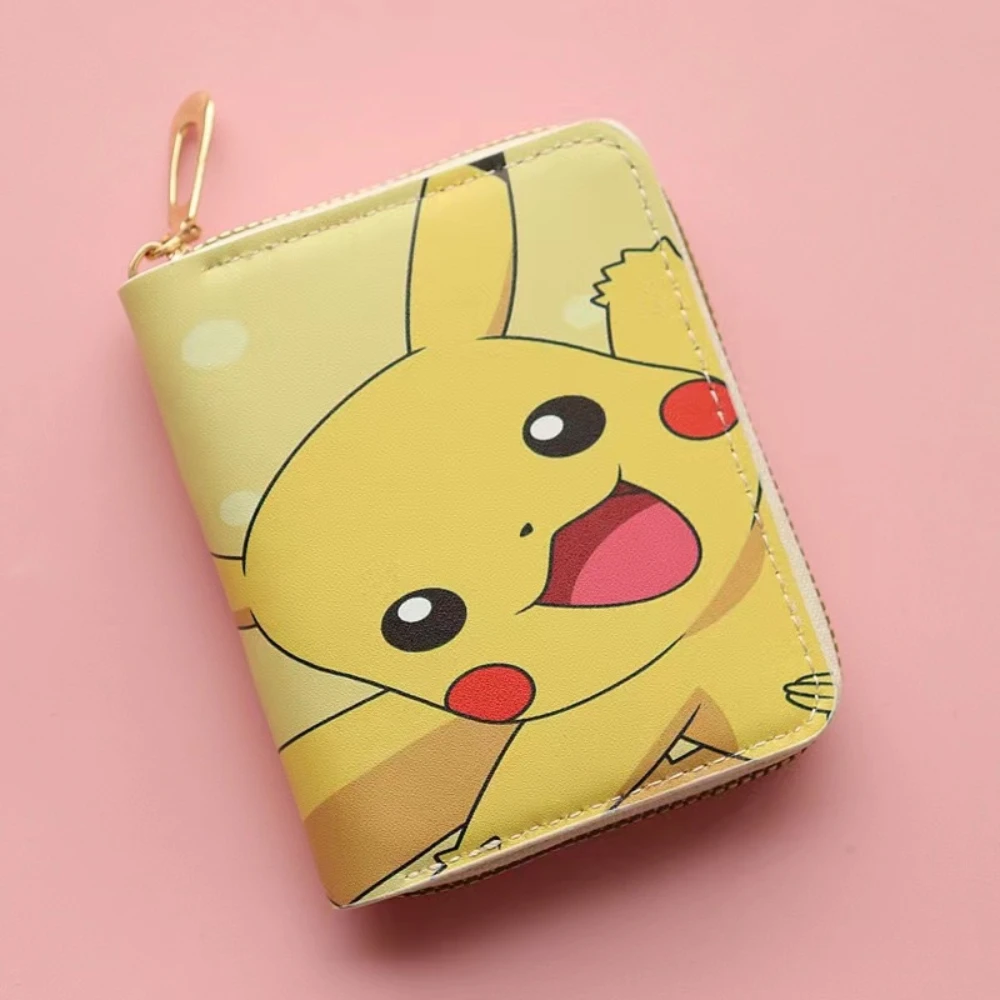 NEW Pokemon Wallet Japanese Cartoon Cute Coin Purse Around Pikachu Wallets Fashion Leather Zipper Wallet Children Birthday Gift