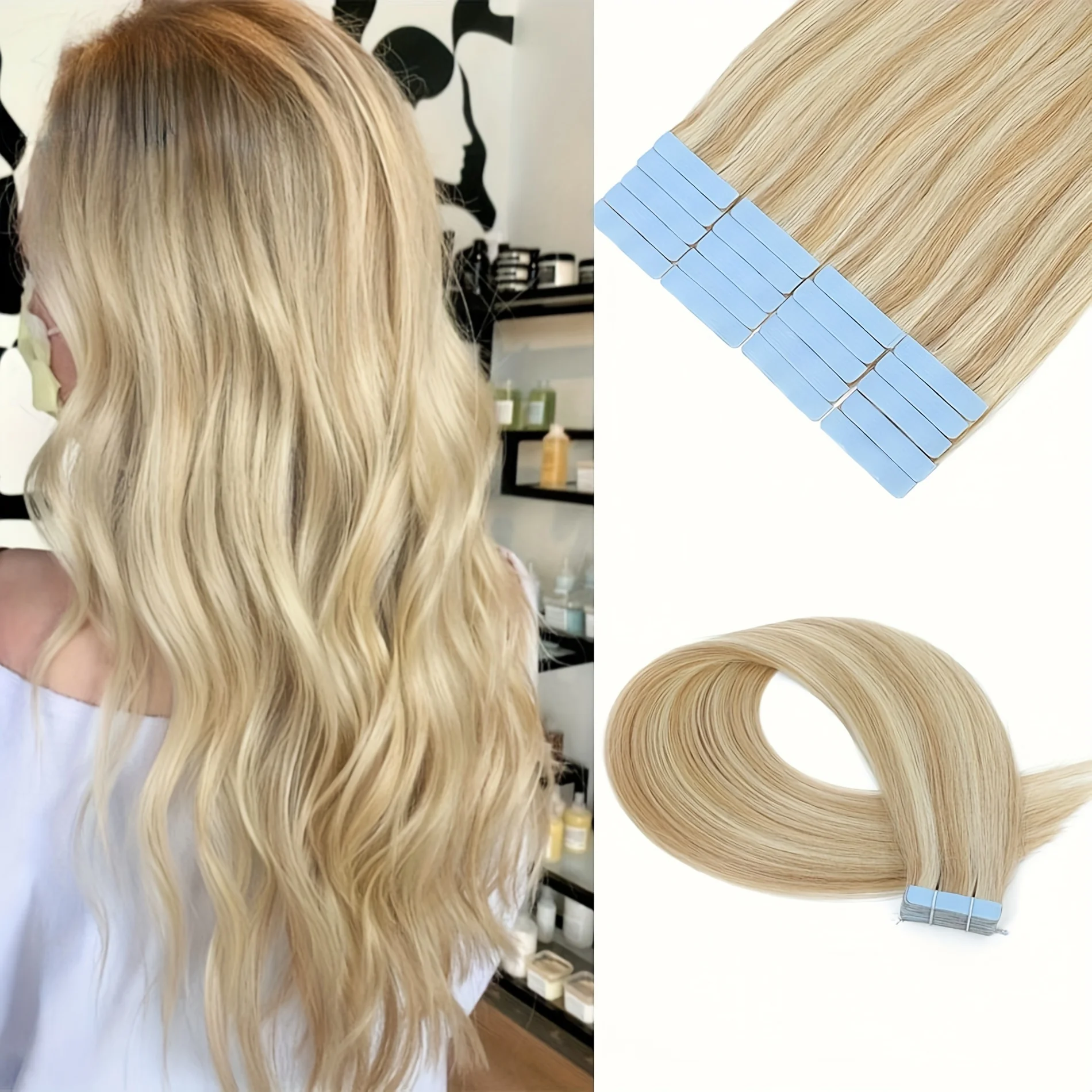 

Ultra Thin Tape In Hair Extensions 20pcs Set 100% Human Hair Remy 12-26 inch Invisible Weft For Seamless Look