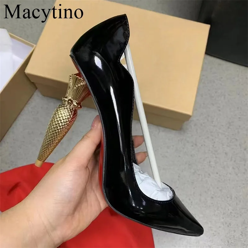 Special-shaped Diamond High-heeled Shoes Women Luxurious Pointed Toe Wedding Dress Pumps Black Rose Red Shoes