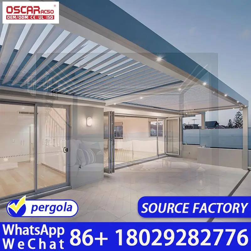 High Quality Customizable Outdoor Aluminum Structure with Waterproof Blinds for Garden Balcony and Patio pergola