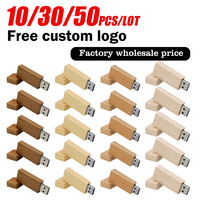 10/30/50pcs Lot Free Personalized Custom Logo Wooden Flash Drive Pendrive 4GB 8GB 16GB 32GB 64GB 128GB Cle USB 2.0 Wedding Gift