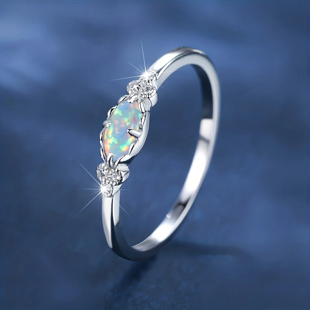 Anillos de ópalo elegantes, románticos y elegantes para mujer, la pieza perfecta de joyería para un compromiso o boda