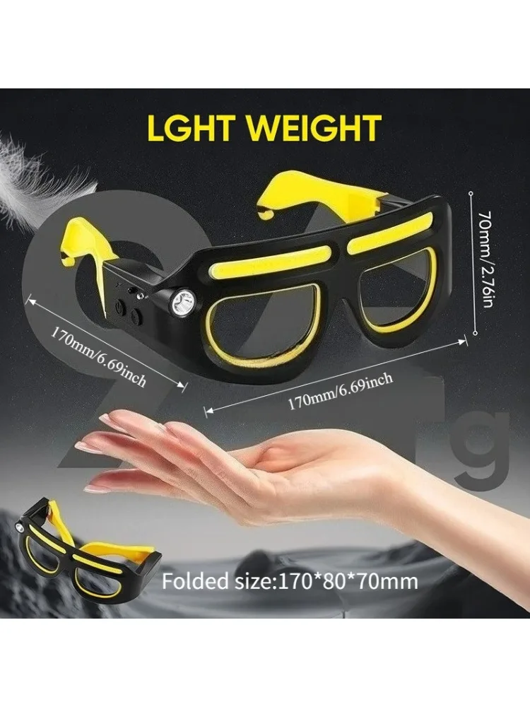 Lunettes de course à LED rechargeables, lunettes de soleil détachables, phare LED mains libres pour la course nocturne, lunettes de sécurité étanches