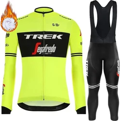 Winter Thermal Fleece Cycling Jersey 2024 TREK Man Pro Team Complete Men Set Men's Clothing Mountain Bike Bib Mtb Male Retro