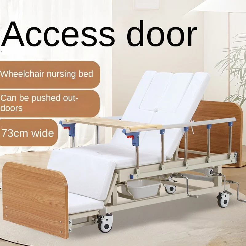 Multi functional wheelchair care for paralyzed elderly with narrow bed and defecation hole