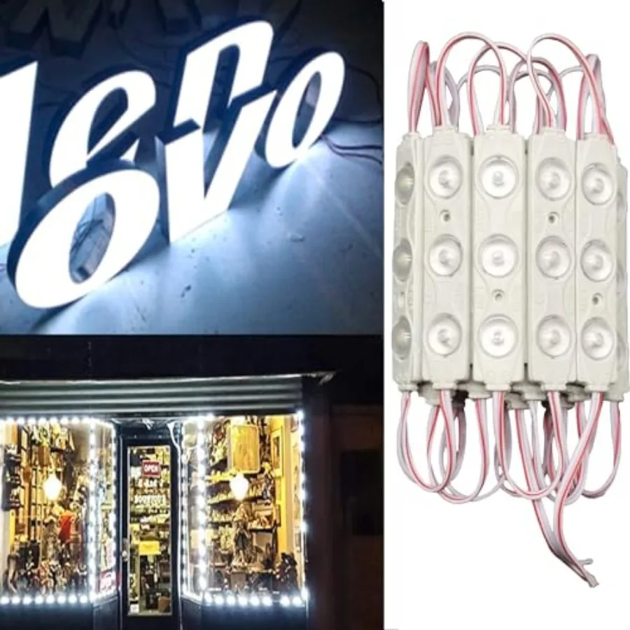 LED Module, 6000K Storefront Window Light Box for Advertising, Inflatable Light Replacement, DC12V IP65 100Pcs With Back Adhesi