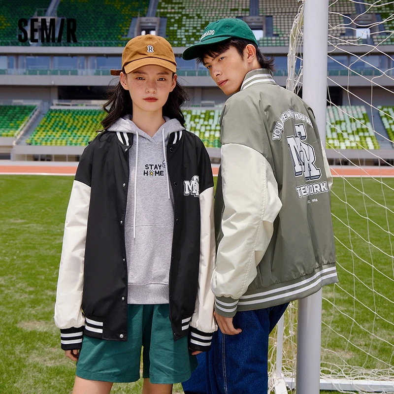 Semir Jacket Men American Retro Baseball Uniform 2022 New Autumn Couple Loose Campus Style Hit Color Jacket Tide