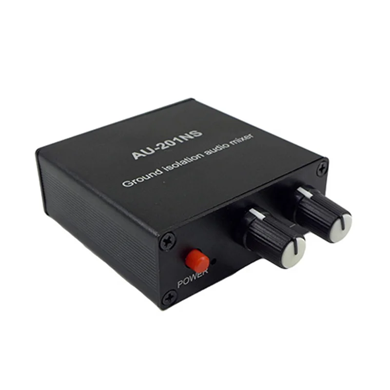

2025 + AU-201NS 2 Channel Audio Mixer Distributor DC5V Ground Noise Lsolatioh 2 in 2 Out Mixer Supports Headset Calls US Plug