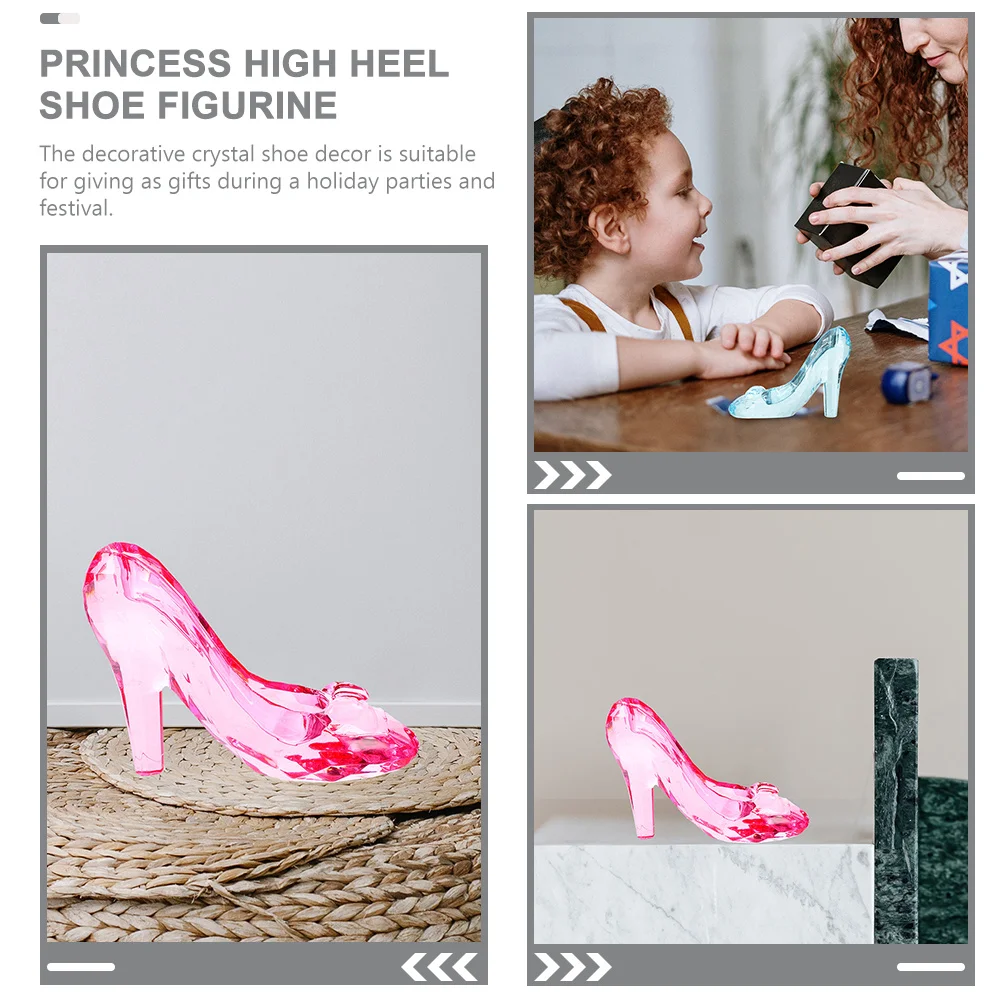 

2Pcs Crystal Acrylic High Heel Shoe Decor Decorative Transparent Slipper Craft Party Desktop Ornament Home Accessory