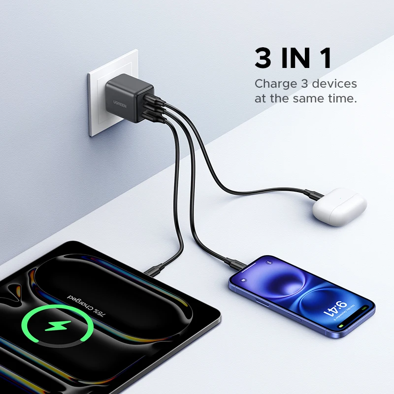 【Enchufe estadounidense】UGREEN 20W 30W GaN cargador Mini PD 3,0 USB C cargador de teléfono para iPhone 16 15 14 Pro Samsung S25 Xiaomi Tablet iPad Air foto 11