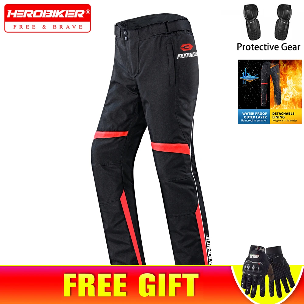 

HEROBIKER Men's Motorcycle Pants Waterproof Motorcyclist Motocross Pants Windproof Keep Warm Motorcycle Clothing Protective Gear
