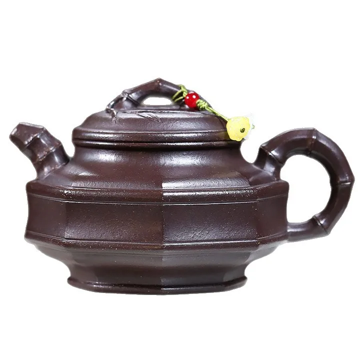 Teapot  Yixing Purple Clay Pot Raw Ore Purple Jade Gold Sand Handmade Purple Gold Bamboo Bone High-end Tea Set Bubble Teapot