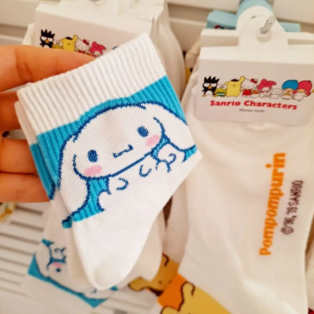 MINISO Cotton Socks for Girls Kawaii Socks Sanrio Hello Kitty Accessories Socks Rosered Black White Sock Women Female