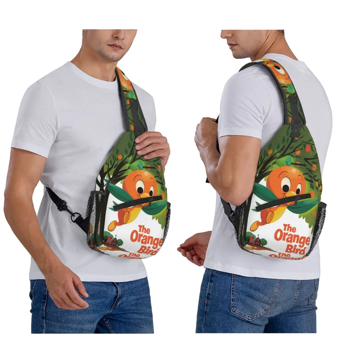 

Orange Bird Chest Bag Men Sling Crossbody Backpack Chest Bag Traveling Hiking Daypack Shoulder Bag