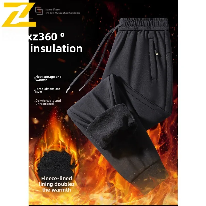 الرجال الجرافين الحرارية السراويل الطويلة صوف مبطن الشتاء السراويل مقاوم للماء يندبروف سماكة للمشي لمسافات طويلة التزلج لباس غير رسمي #2