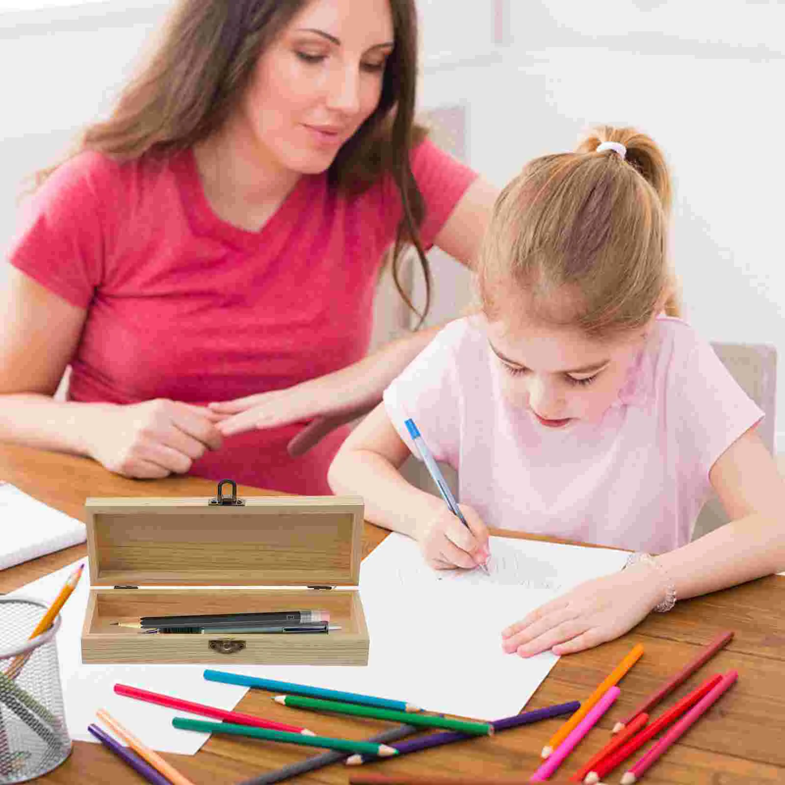 Dziecięca forma do rąk Studenci Artykuły papiernicze Pudełka do przechowywania ołówków Drewniana skrzynka Duża z zamkiem Organizator Pojemność Skrzynki