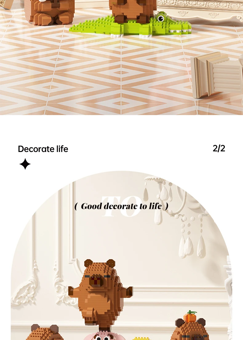 NEUES Kreatives Capybara-Baustein-Set - Niedliches Wasser-Mausläuse DIY-Modell | Lustiges MINT-Spielzeug für Kinder & Erwachsene, ideale Geburtstagsgeschenke – Detail 2