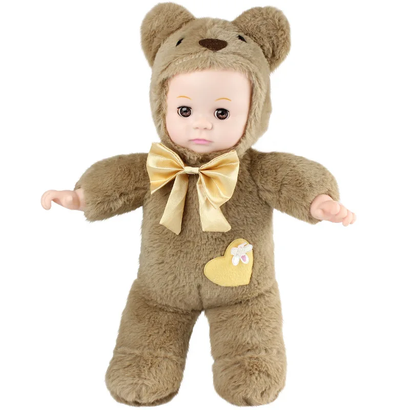 Hxl Children's Simulation Baby Plush Doll Blink Eyes Closed Singing Sleep Doll Toy