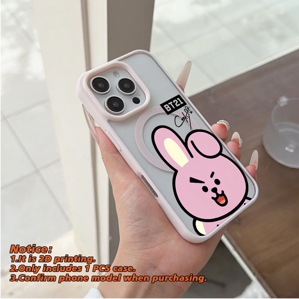 Cartoon Design-BT21 Phone Cases for iPhone 18 17 17e 16e 16 15 14 13 12 11 Air Pro Max Plus Clear Magnetic Acrylic Back Cover