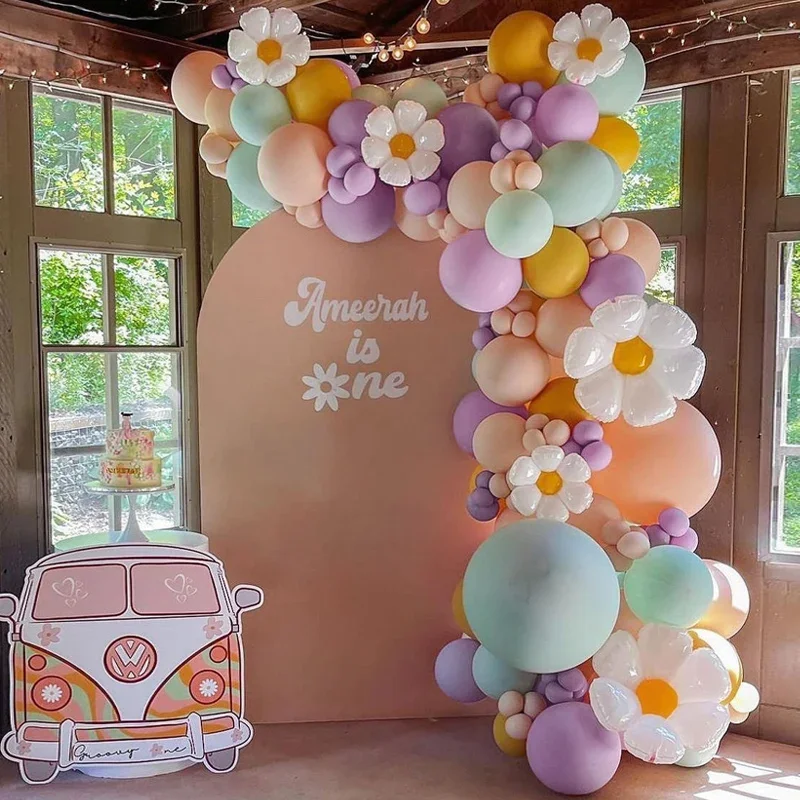 

Pastel Balloons Arch Kit Daisy Flower Balloon Garland Kid Bride First Birthday Party Decoration Baby Shower Wedding Supplies