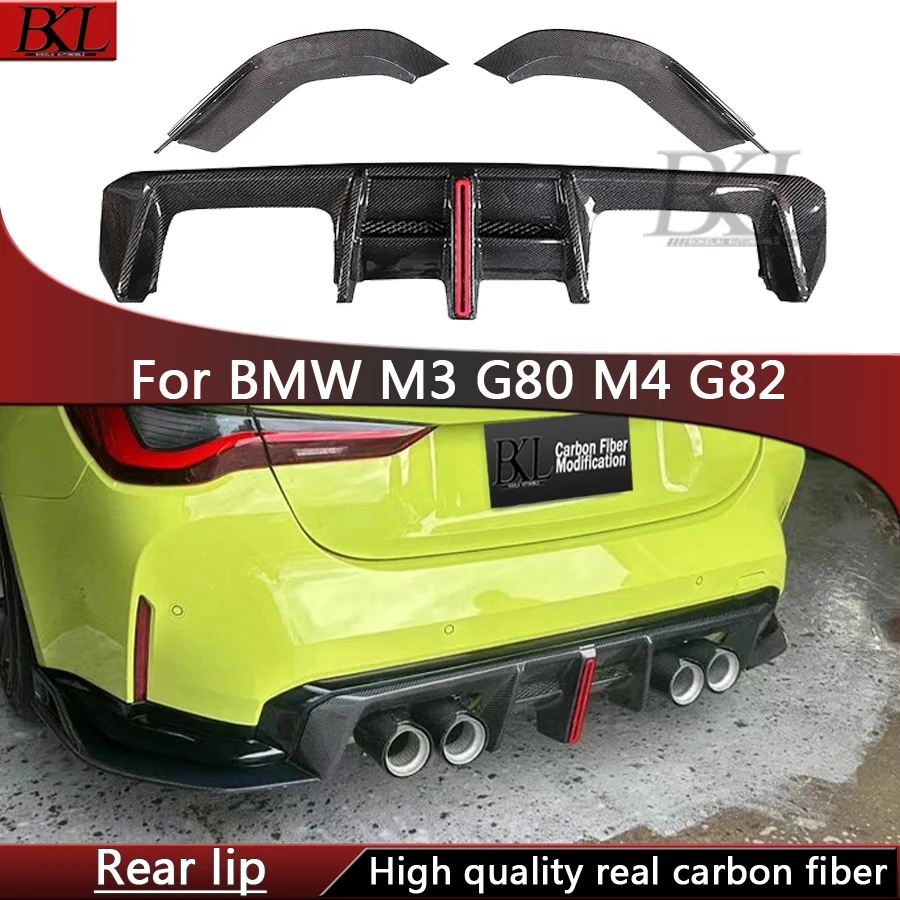 

For BMW M3 G80 M4 G82 Carbon fiber rear lip, rear bumper spoiler, rear lip with light, rear spoiler upgrade accessories