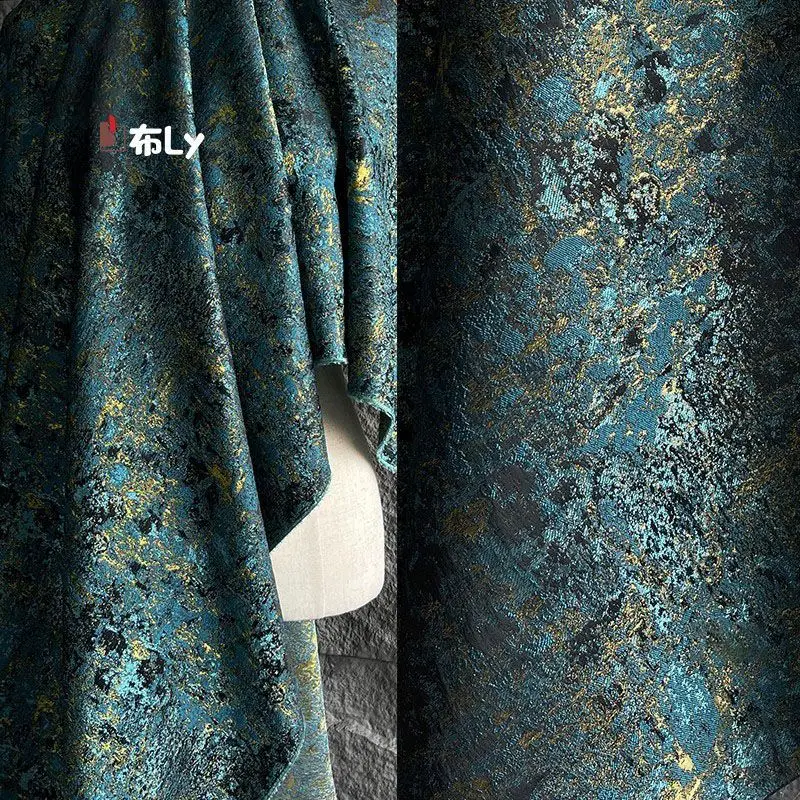 

Винтажная картина маслом граффити позолоченный шелк жаккард трехмерная ткань брюки куртка одежда дизайнерская ткань трансформация