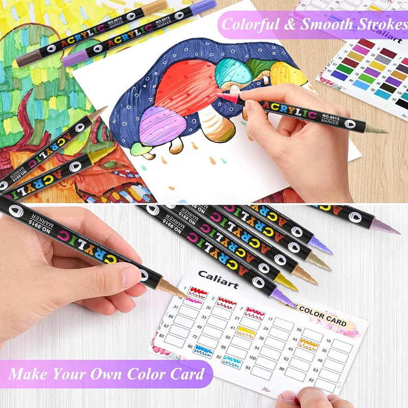 Double Headed Acrylic Marker Dual Color Waterproof Pen Soft Nib Student Art For Glass Stone Metal Wood Plasctic Paper