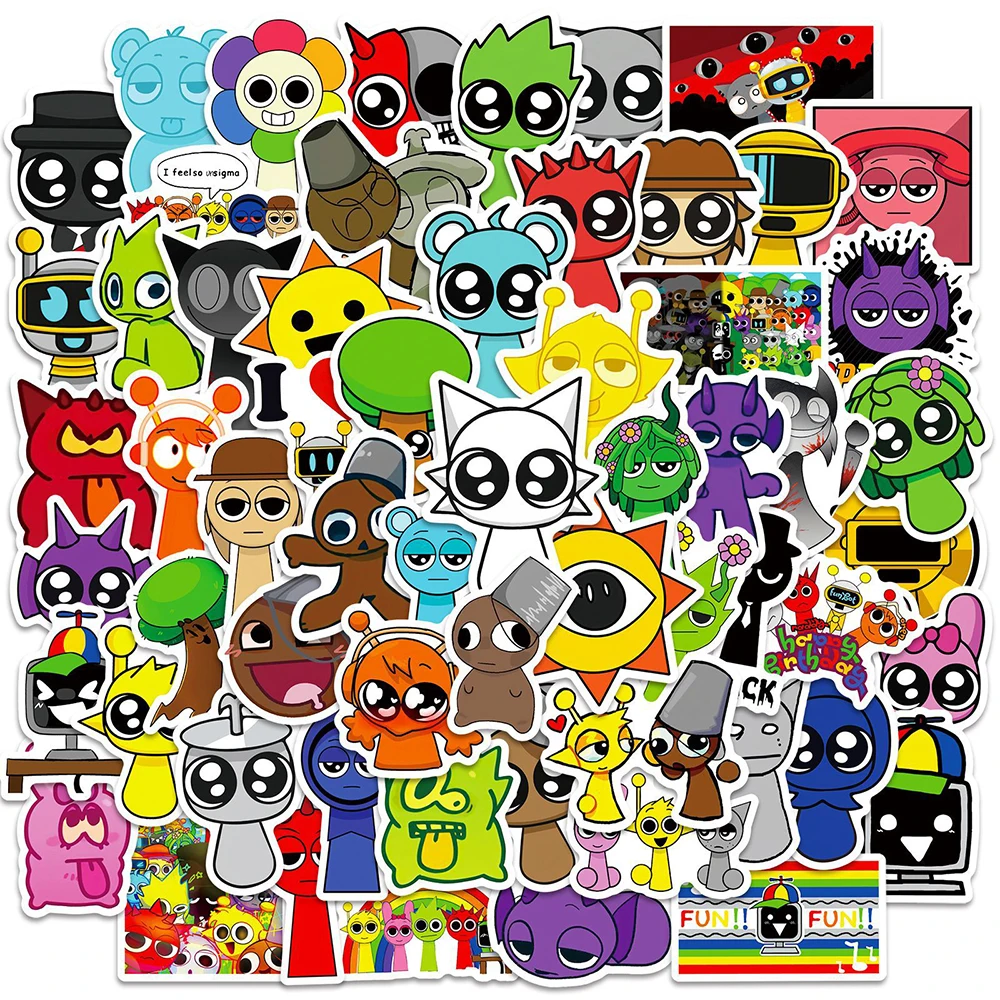 10/30/60pcs Kawaii Incredibox Sprunki การ์ตูนสติกเกอร์เพลงเกม DIY กระเป๋าเดินทางแล็ปท็อปโน้ตบุ๊คตลก Graffiti สติกเกอร์ของเล่น