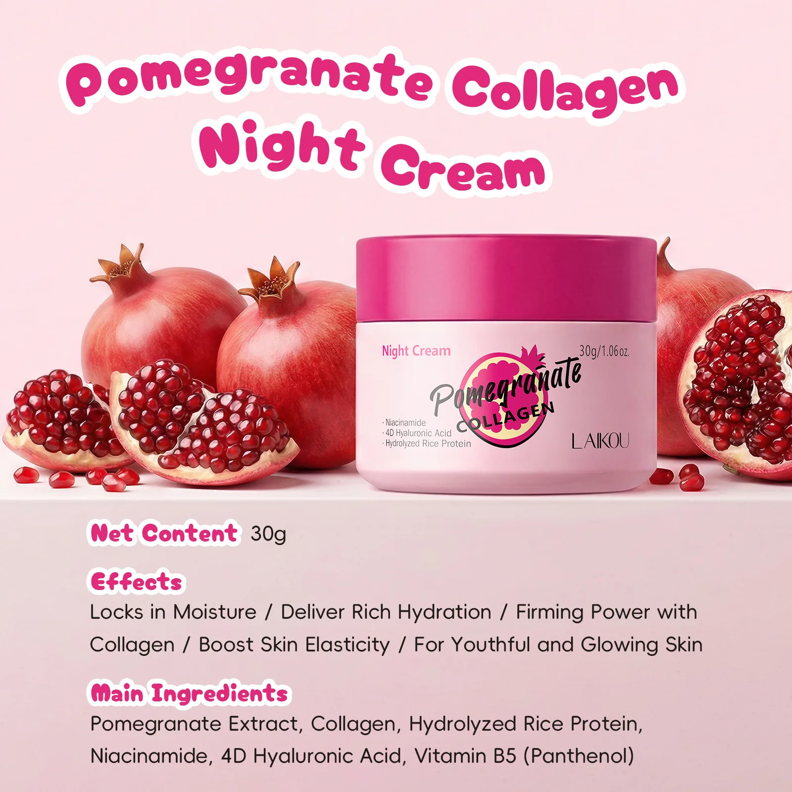 

LAIKOU 30g 24H Deep Hydrating Face Moisturizer Cream Moisturizing Cream for Dry Skin with Hyaluronic Acid Daily Face Cream