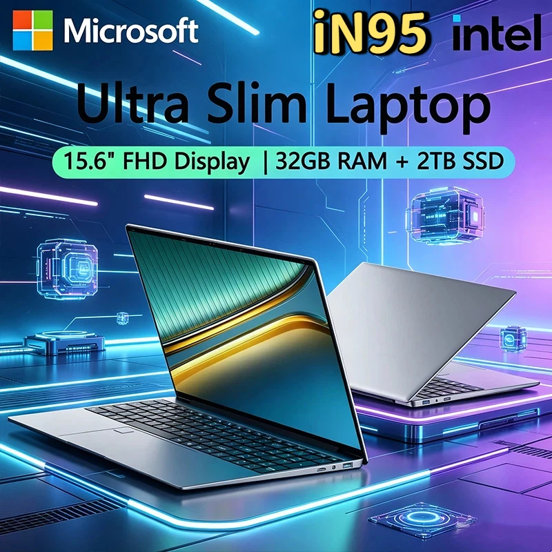 

LENO 15.6" Laptop Intel Core iN95 32GB 1TB/2TB 1920*1080HD Windows 11 Gaming Computer PC Gamer office Ultra Slim Notebook